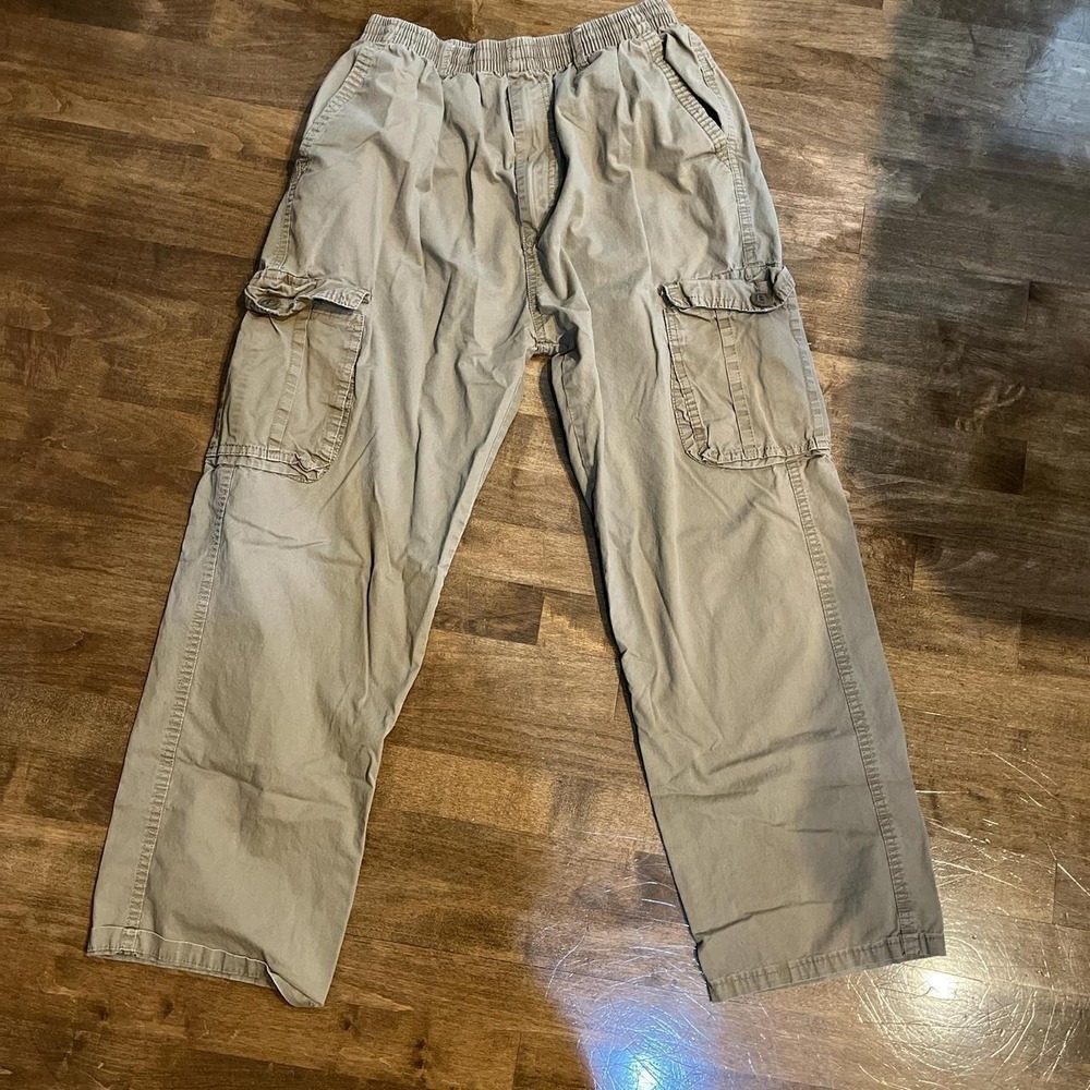Men's cotton baggy cargo tan breathable pants loose utility streetwear
